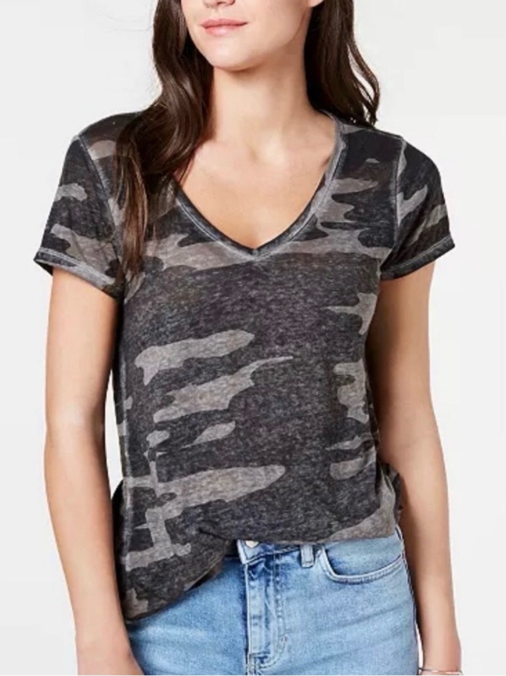 Lucky Brand T-Shirt women’s large gray camo short sleeve size medium